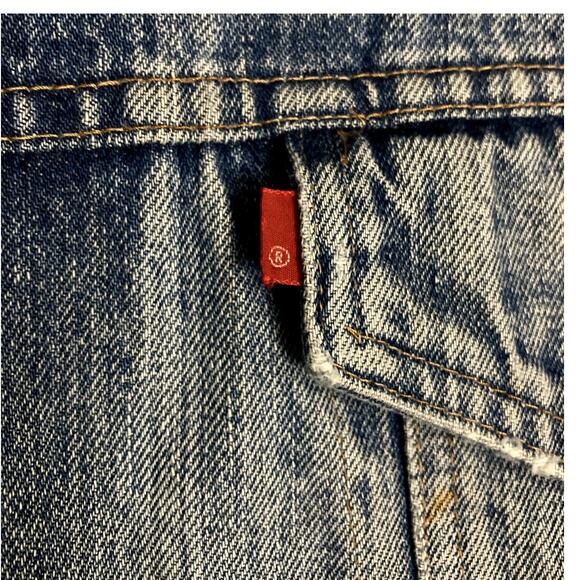 Levi's Vintage Sherpa Lined Denim Jacket Men 44 Blue Trucker Distressed Snap - Picture 7 of 13